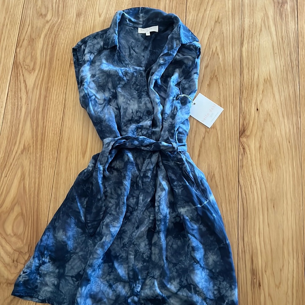 Girls Bella Dahl button front tie dye dress